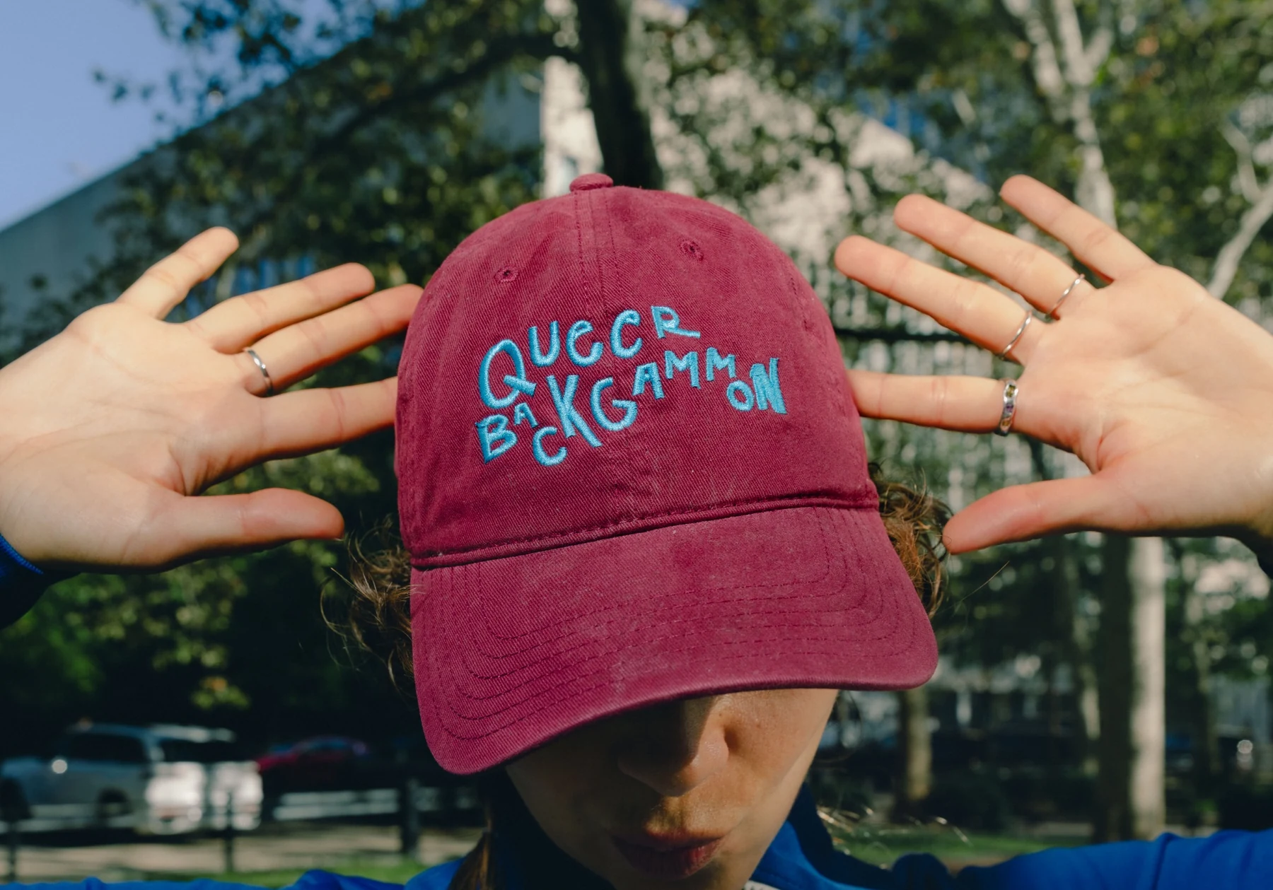 chosen family hat front embroidery outdoors
